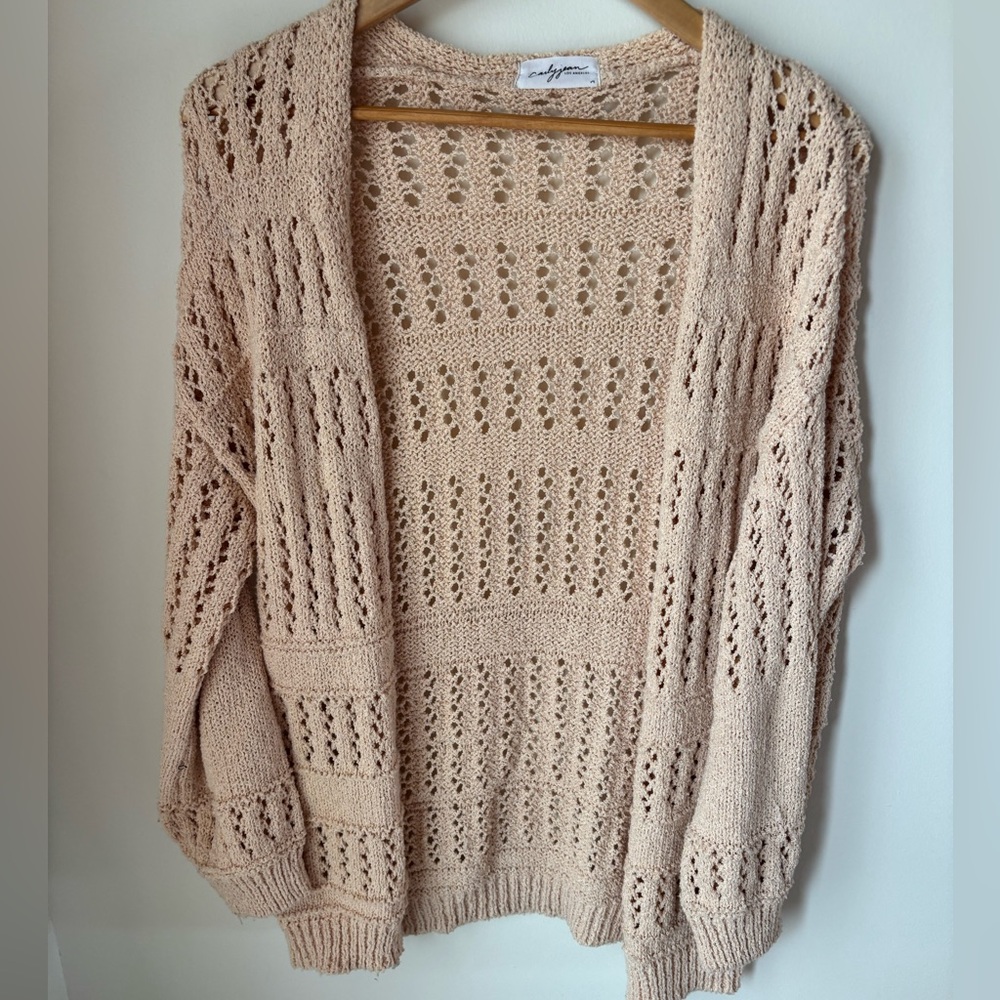 Carly Jean Open Knit Cream Cardigan